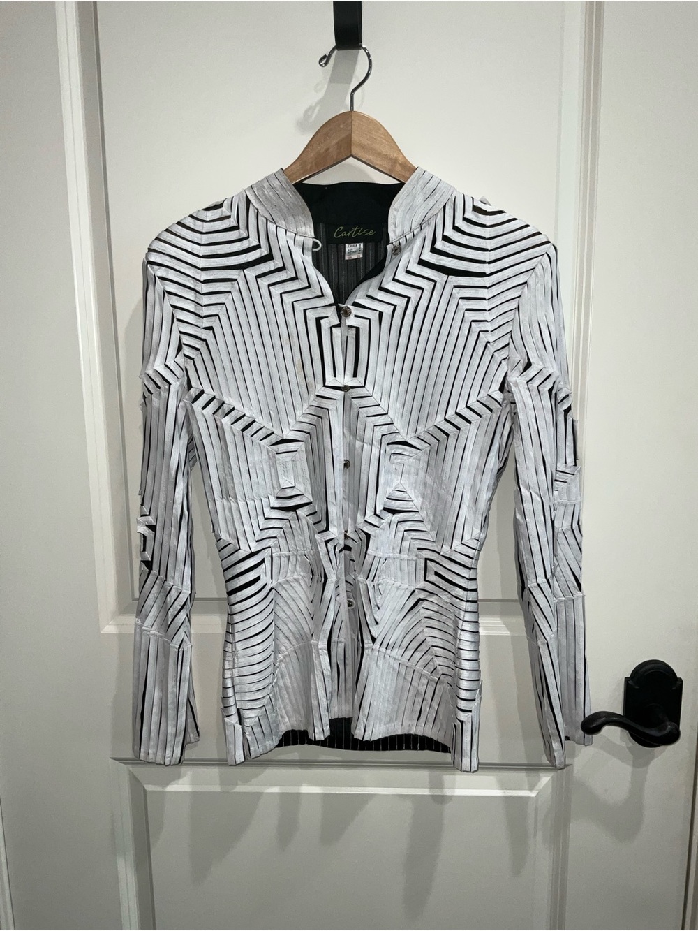 Catherine Malandrino Black & White Optical Print Zip Jacket